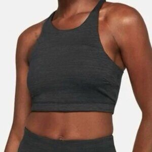 Black High Neck Longline Sports Crop in Medium | SweatTech